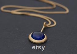 Blue Sapphire Gold Necklace 18K Gold Cab Sapphire Necklace