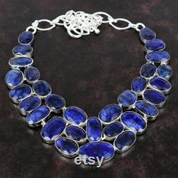 Blue Sapphire Necklace 925 Sterling Silver Necklace Adjustable Chain Handmade Gemstone Necklace, Blue Sapphire Gemstone