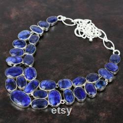 Blue Sapphire Necklace 925 Sterling Silver Necklace Adjustable Chain Handmade Gemstone Necklace, Blue Sapphire Gemstone