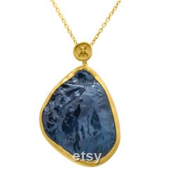 Blue Tourmaline Pendant One of a Kind Handmade in Gold and Silver