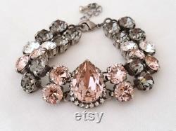 Blush gray necklace,blush gray crystal necklace,Statement necklace, blush pink bridal necklace,Bridesmaids gift,blush wedding