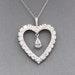 Bold Diamond Heart Pendant with Dangling Pear Cut Diamond in 14k White Gold, Rare and Unique Diamond Heart Necklace, Perfect Gift for Wife