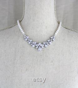 Bridal Backdrop necklace Pearl Wedding necklace Back drop necklace Bridal jewelry Back necklace Pearl Bridal necklace Crystal necklace