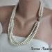 Bridal Jewelry, Ivory Layered Pearl, Glass Pearl Necklace with Rhinestone Clasp brides bridesmaids