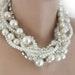 Bridal Jewelry, Ivory Pearl and Rhinestone Necklace