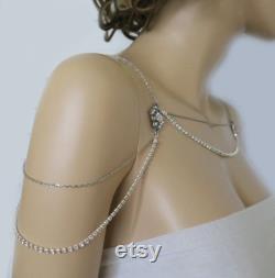 Bridal Shoulder Necklace, Wedding Jewelry for Brides, Shoulder Necklace Wedding, Vintage Deco Bohemian Bride