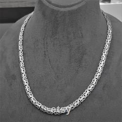 Byzantine Viking Sterling Silver 925 Bali Byzantine Necklace Men Ladies -Width 7 mm Length 16 '' To 30 Inch You Chose Please