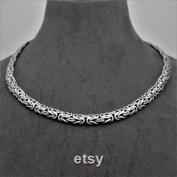 Byzantine Viking Sterling Silver 925 Bali Byzantine Necklace Men Ladies -Width 7 mm Length 16 '' To 30 Inch You Chose Please