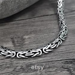 Byzantine Viking Sterling Silver 925 Bali Byzantine Necklace Men Ladies -Width 7 mm Length 16 '' To 30 Inch You Chose Please