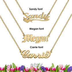 Carrie Necklace 14k solid gold Personalized Necklace 14k Gold Name Necklace Personalized Gold Jewelry Initial Necklace