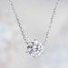 Certified Moissanite Necklace, Sterling Silver Pendant Necklace, Choker Necklace, Round 1.5 or 2 Carats Solitaire Necklace, Adjustable Chain