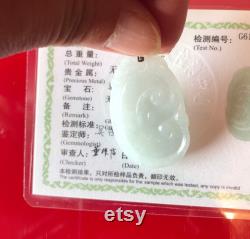 Certified Ruyi Genuine jade , Myanmar icy creamy jadeite pandent jade necklace s925 silver chain grade AAA 52mm A54