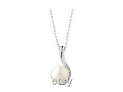 Chain with 0.04 carat diamond and 3.12 carat pearl 585 14K white gold necklace real jewelry modern gift ladies jewelry with certificate