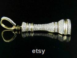 Chess King Pin Shape Charm Pendant 2.00 Ct D VVS1 Diamond 14K Yellow Gold Finish Round Cut Diamond 925 Sterling Silver