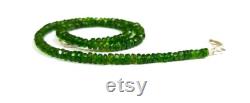 Chrome Diopside Beads Necklace, Natural Chrome Diopside 3-4mm Jewelry Necklace, Faceted Dainty Chrome Jewellery, Beaded Tiny Necklace