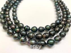 Circle Color Tahitian Pearl Necklace,7-11 12mm Circle-Drop Baroque Tahitian Cultured Pearl,Price for 1 Strand,15.75 Inches,Lot21094-28