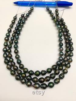 Circle Color Tahitian Pearl Necklace,7-11 12mm Circle-Drop Baroque Tahitian Cultured Pearl,Price for 1 Strand,15.75 Inches,Lot21094-28