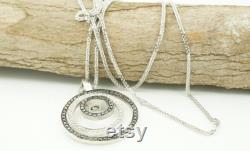 Circle diamond necklace-Diamond Necklace -Black and white diamond necklace-Unique diamond necklace-Cameo necklaces-Anniversary present