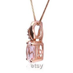 Classic Morganite Oval Cut with Diamond accents 10K Rose Gold Pendant by The Loupe Club .