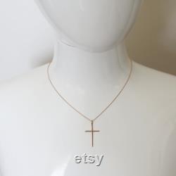 Cross Necklace,Rose Gold Skinny Cross Pendant Necklace, Rose Gold Cross Necklace, Birthday Gift, Graduation Gift, Mother's Day Gift