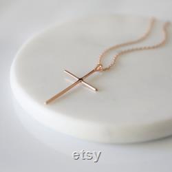 Cross Necklace,Rose Gold Skinny Cross Pendant Necklace, Rose Gold Cross Necklace, Birthday Gift, Graduation Gift, Mother's Day Gift