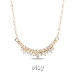 Crown Diamond Necklace, 14k Gold Moissanite Diamond Pendant, Princess Necklace, Valentine's Day Gift