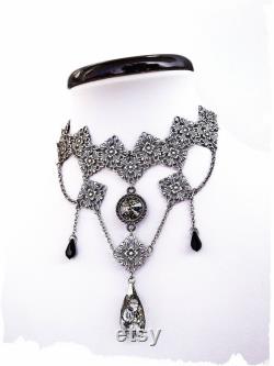 Crystal Choker Black Gothic Choker Gothic Necklace Gothic Bridal Necklace Crystal Necklace Victorian Gothic Jewelry Black Choker