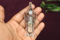 Crystal ,Moonstone Evil Eye Gemstone Copper Wire Wrap Pendant Jewelry Gift For Wife Oxidize Copper Wire Necklace Crystal Birth Gift