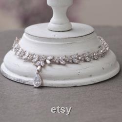 Crystal Necklace, Pearl Drop Necklace, Crystal Bridal Necklace, Wedding Necklace, DENISE