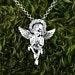 Cubic zirconia necklace angel, Vintage goth necklace, 925 Sterling silver pendant necklace
