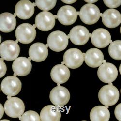 Cultured Saltwater pearl necklace 6mm 19in. Fine Quality vintage Japanese Akoya cultured saltwater pearls necklace, round, white cream.