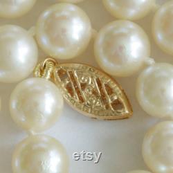 Cultured Saltwater pearl necklace 6mm 19in. Fine Quality vintage Japanese Akoya cultured saltwater pearls necklace, round, white cream.