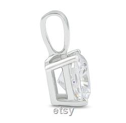 Cushion Cut Cubic Zirconia Solid Bail Solitaire Pendant in 14K Gold