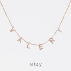 Custom Name Necklace, Diamond Necklace, 14k Gold Letter Necklace, Diamond Initial Necklace, Genuine Diamond Necklace, Personalized Necklace