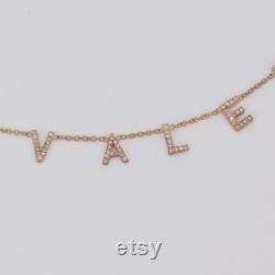 Custom Name Necklace, Diamond Necklace, 14k Gold Letter Necklace, Diamond Initial Necklace, Genuine Diamond Necklace, Personalized Necklace