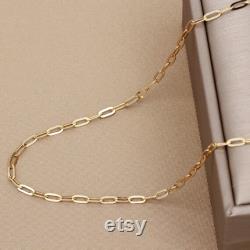 Customized 18K Solid Gold sparkle paperclip Chain, necklace, real 18K gold AU750 solid gold necklace