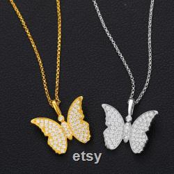 Cute Butterfly Moissanite Pendant Necklace 925 Sterling Silver Pendant Necklaces Mothers Day Gift Necklaces for Women Gift for Her