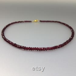Dainty necklace Garnet unique gift for her love stone dark red round faceted natural gemstone January birthstone 2 year anniversary
