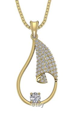 Designer Fashion Pendant Necklace VS1 SI1 I1 G 0.80Carat Natural Diamond Jewelry Prong Set 14K Solid White Yellow Rose Gold Appraisal