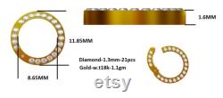 Diamond Circular 14K Solid Gold Enhancer Charm Pendant Lock (Real Natural Diamonds Round Chain Enhancer Multiple Charms Links)