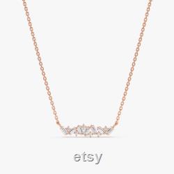 Diamond Cluster Necklace, Baguette and Round Diamonds, Natural Diamonds, Dainty Gold Diamond Necklace, Delicate And Sparkles Beautiful, Nyla