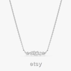 Diamond Cluster Necklace, Baguette and Round Diamonds, Natural Diamonds, Dainty Gold Diamond Necklace, Delicate And Sparkles Beautiful, Nyla