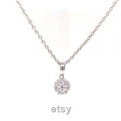 Diamond Cluster Pendant Necklace in 14k White Gold
