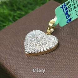 Diamond Heart Pendant, 14K Gold Heart Pendant, Prong Set Natural Diamond Heart Pendant, Valentine Day Gift for her