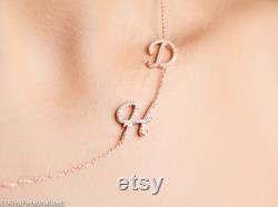 Diamond Initial Necklace 14k Gold Initial Necklace Initial Necklace Rose Gold Initial Necklace Diamond Pave Diamond Necklace