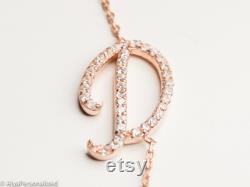 Diamond Initial Necklace 14k Gold Initial Necklace Initial Necklace Rose Gold Initial Necklace Diamond Pave Diamond Necklace