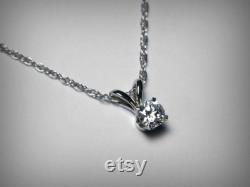 Diamond Necklace, Genuine Diamond Pendant, Solitaire Diamond Necklace, 14K White Gold, Natural Diamond Necklace, Diamond Pendant, Yellow