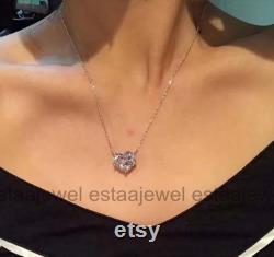 Diamond Necklace, Heart Solitaire Women's Pendant, 14k White Gold, 3.1 Ct Heart Cut Diamond, Engagement Pendant Necklace, Pendant With Chain