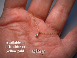 Diamond Necklace Pendant, 14K Genuine Diamond Pendant Necklace, 14K White Gold or Yellow, Natural Solitaire Diamond Necklace Jewelry Martini