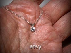 Diamond Necklace Pendant, 14K White Gold, Genuine Diamond Jewelry, Solitaire Diamond Pendant Necklace, Natural Diamond Solitaire Necklace